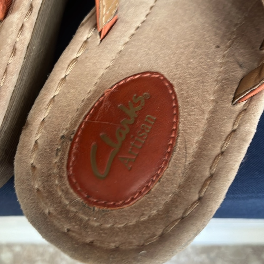 Clark’s artisan beaded orange 9.5 comfy sandals worn once sale - Picture 7 of 8